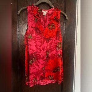 J Crew Floral Sleeveless silk Top - small